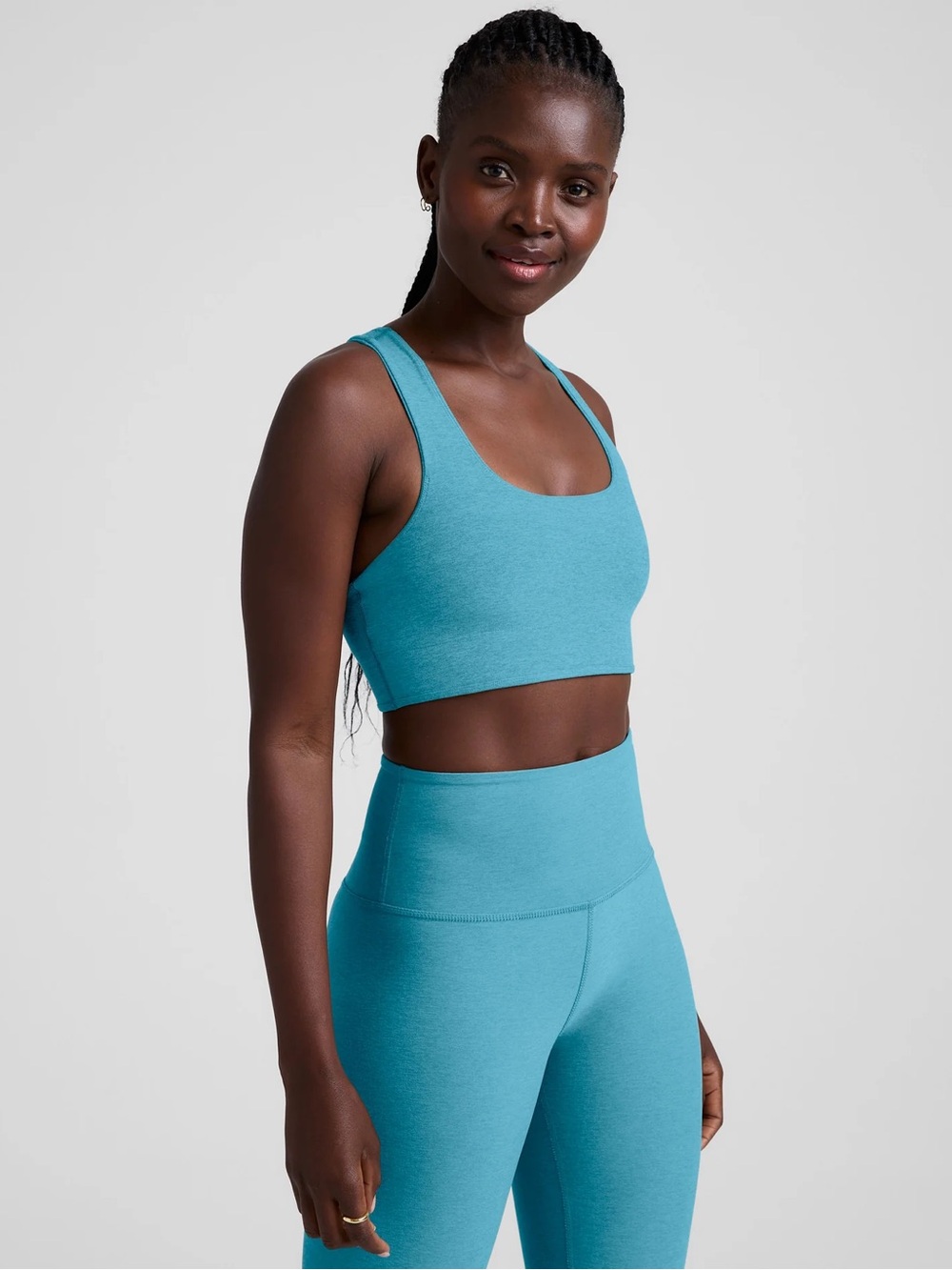 NWOT Beyond Yoga Teal Scoop Neck Athletic Crop